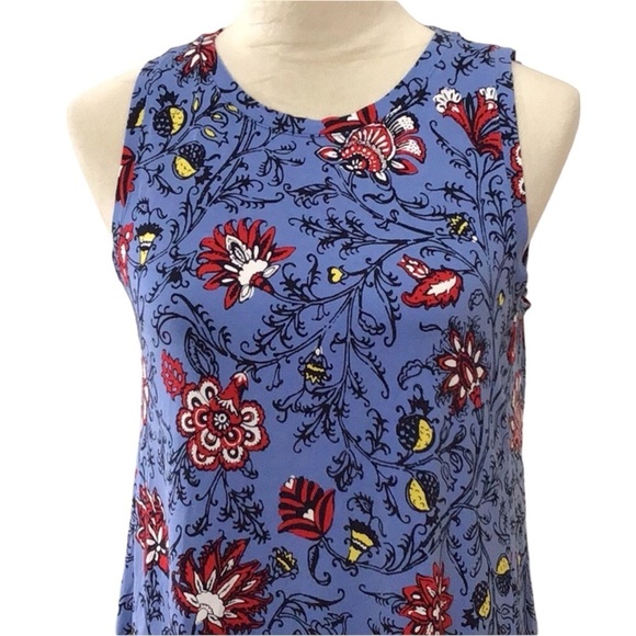 Ann Taylor Loft Blue Floral Sleeveless Casual Shift Dress Size MP - Picture 4 of 8